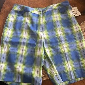 EP Pro Blue and Green Plaid Golf Shorts